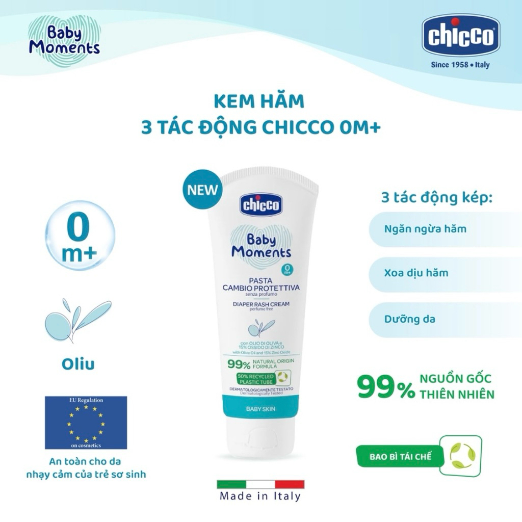 Kem hăm ba tác động Chicco 0M+ 100ml (mẫu mới) - 117666