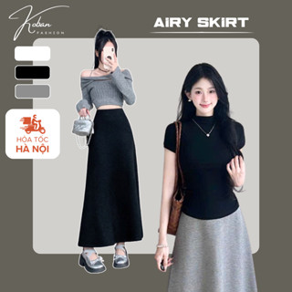 [KA10 CẠP KHÓA] Chân váy đen dài KOBAN phong cách Hàn Quốc màu đen, váy xuông chất umi co giãn