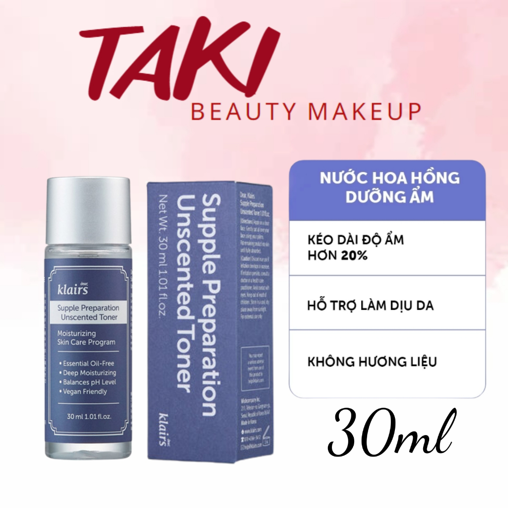 [ Mini 30ml ] Nước Hoa Hồng Cấp Ẩm , Làm Dịu Da Dear Klairs Supple Preparation Unscented Toner Không