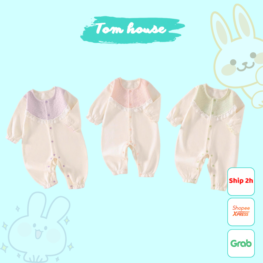 Đồ bộ jumpsuit sơ sinh cao cấp Quảng Châu – chất cotton mềm mại, họa tiết dễ thương cho bé gái 𝟒𝟖𝐁𝐃𝐃