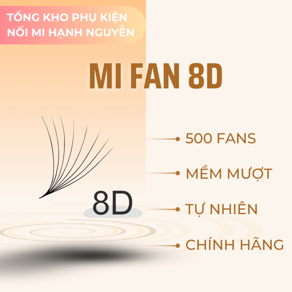 Mi Fan 8D 0.07mm Làm Sẵn Volume Chuẩn Form Xòe Đều Siêu Mảnh Nhẹ Tự Nhiên Đen Nhánh Cho Thợ Nối Mi C