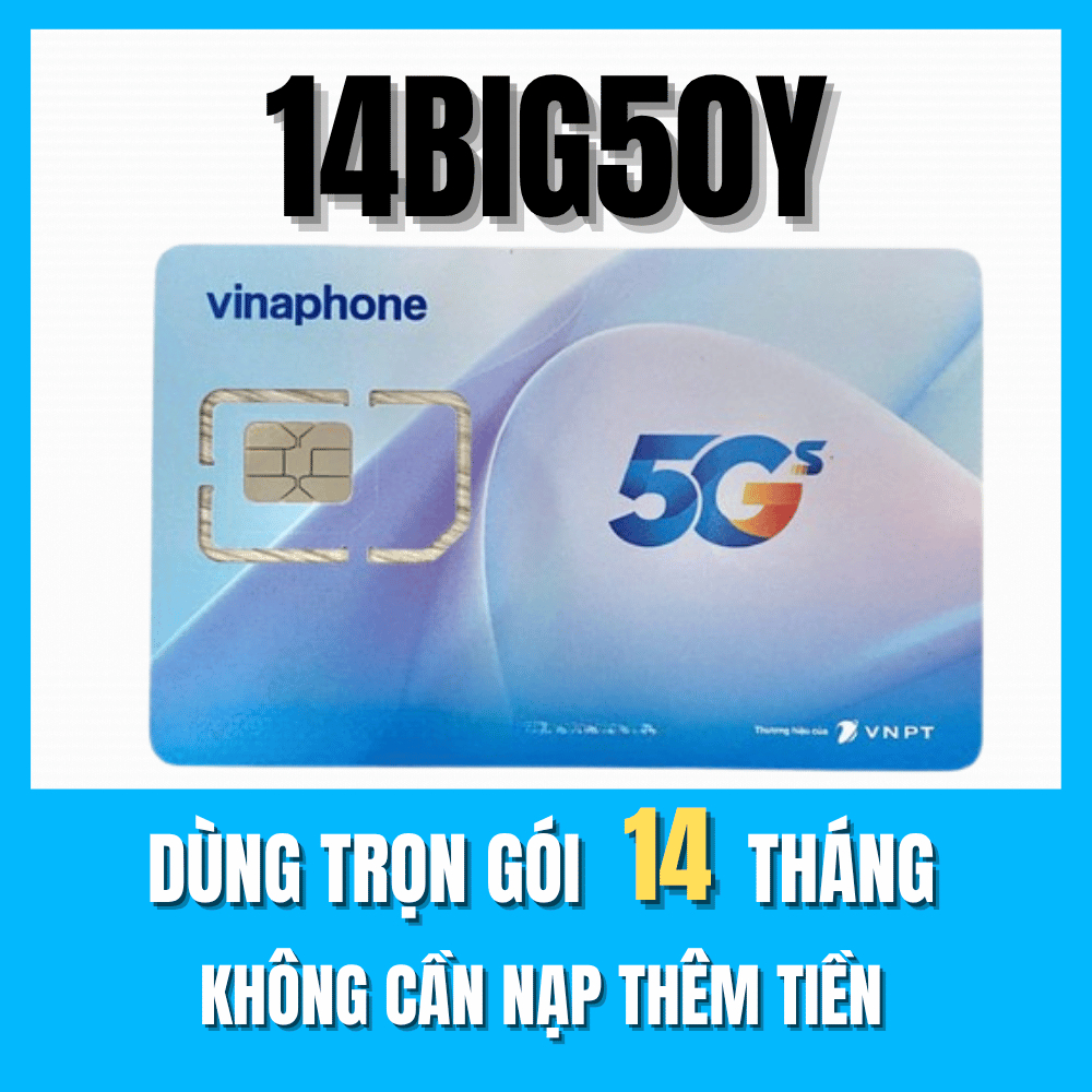 [ FREE 14 THÁNG ] Sim / eSim 5G Vinaphone Tặng 1 Tỷ GB Mạng Xã Hội + 5GB/Ngày Full Tốc Độ Cao 14BIG5