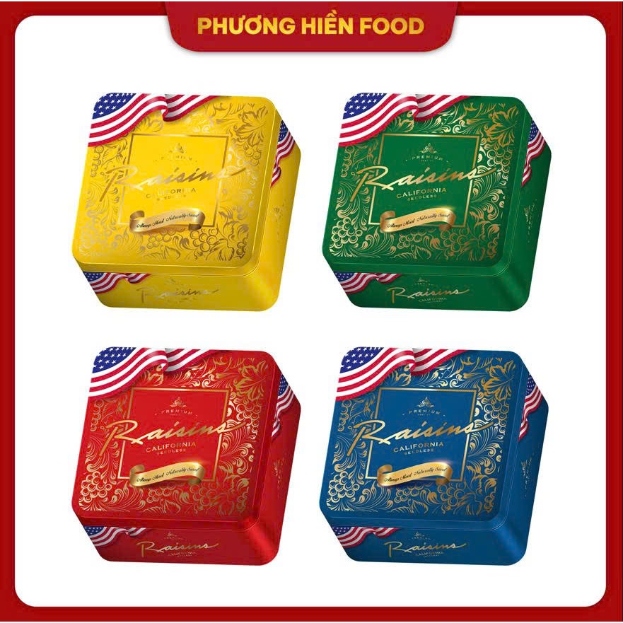 [Raisins] Nho khô vàng 100g hộp sắt hiệu Lion Raisins nhập khẩu Mỹ