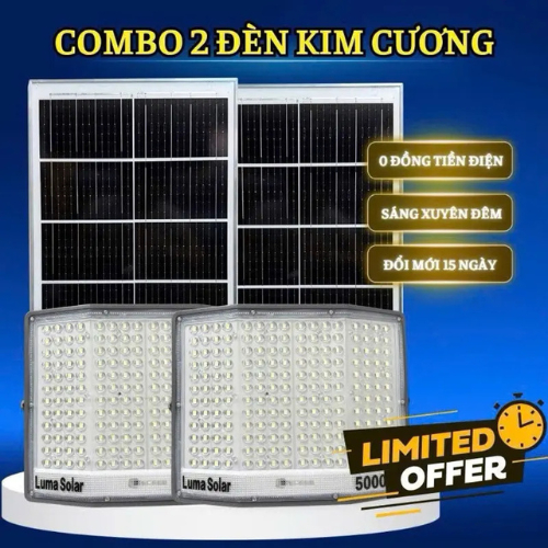 COMBO 2 BỘ ĐÈN MẮT NGỌC KIM CƯƠNG 5000W - ĐÈN NĂNG LƯỢNG MẶT TRỜI