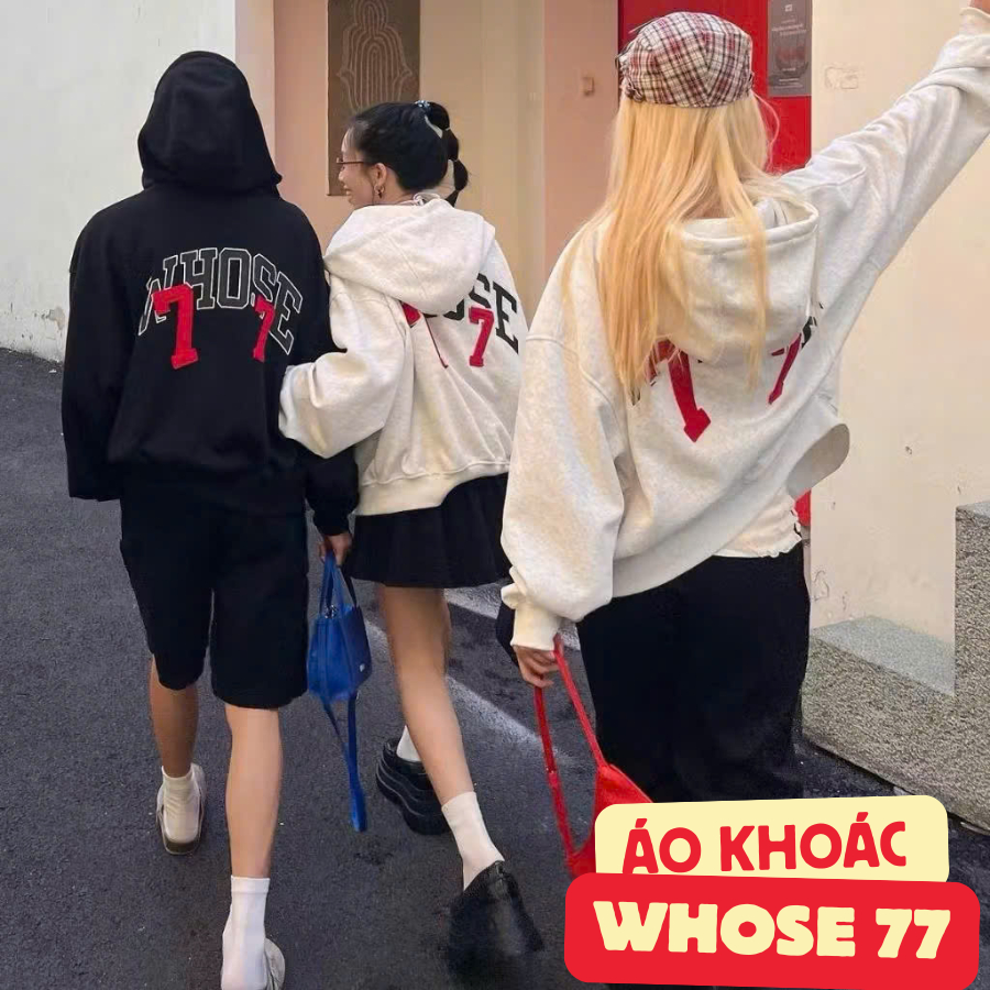 ÁO KHOÁC NỈ IN THÊU WHOSE 77 CÁ TÍNH UNISEX - TISHOP - TP0609