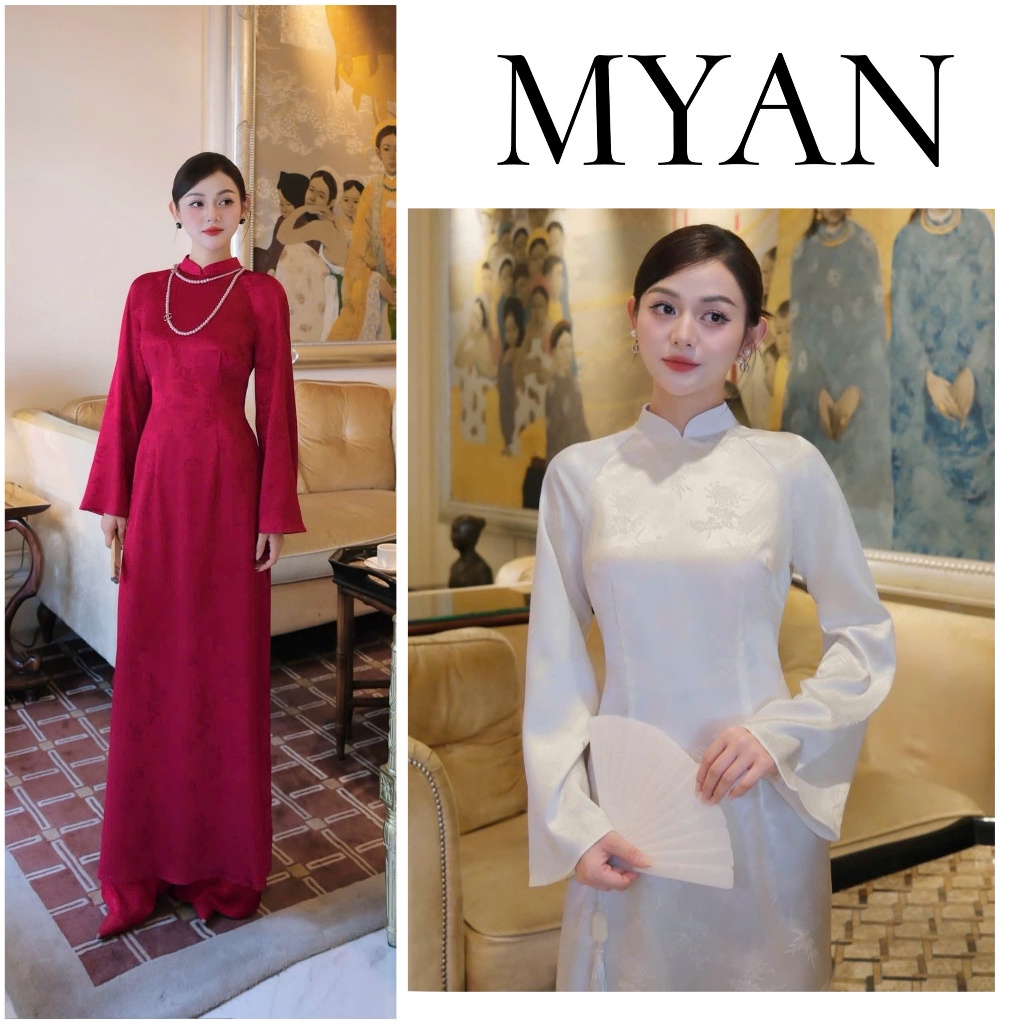 [SẴN HÀNG]Áo dài NGUYỆT TRÚC, dáng truyền thống chiết eo, tay loe thanh lịch, sang trọng, nữ, women dress - Áo Dài Mỹ An
