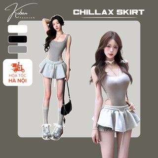 [KB34 BẢN CAO CẤP] Chân váy ngắn xoè bồng KOBAN, váy siêu ngắn chất nỉ dáng xoè cạp chun trắng, đen, xám có quần bảo hộ