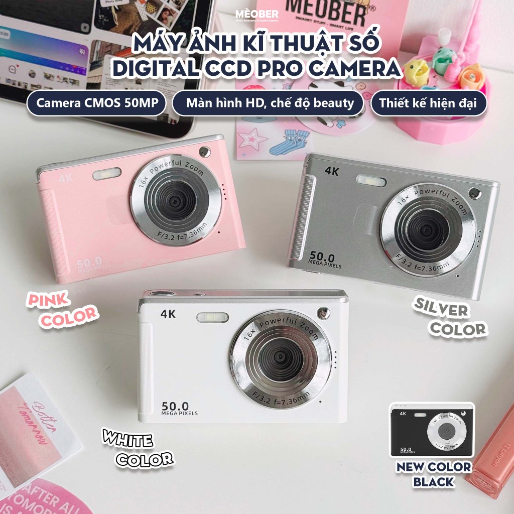 [Tặng thẻ nhớ] Máy ảnh kĩ thuật số digital CCD Pro Camera - quay, chụp 50MP sắc nét, nhỏ gọn phong c
