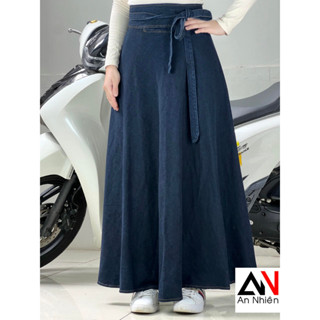 Váy chống nắng cột dây JEAN freesize dài 96cm eo dưới 100cm