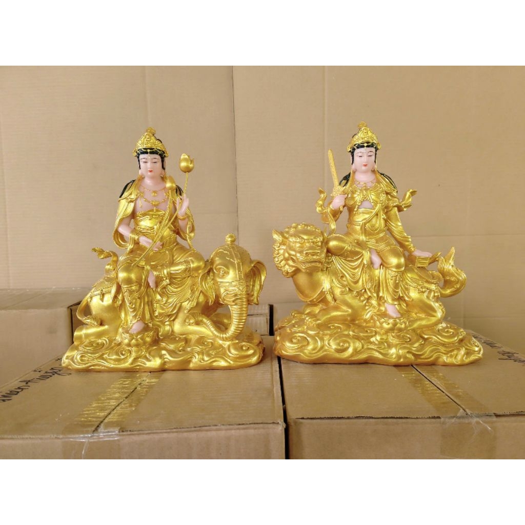 Tượng Văn Thù + Phổ Hiền Cao 30 cm