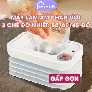Máy Làm Ấm Khăn Ướt Gấp Gọn Sưởi Khoá Ẩm 24h 10W Automatik Du Lịch Di Động 3 Mức Nhiệt Độ 55 60 65 Độ PP Silicon An Toàn