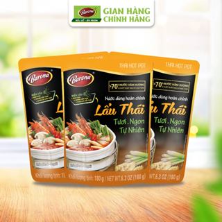 Bộ 3 Gói Gia Vị Nấu Nước Dùng Hoàn Chỉnh Barona - Lẩu Thái 180g/gói