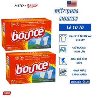  Giấy Thơm Quần Áo Nato Bounce Nhập Mỹ Chính Hãng Tách Lẻ 10 Tờ Mềm Mại Chống Nhăn Tĩnh Điện 