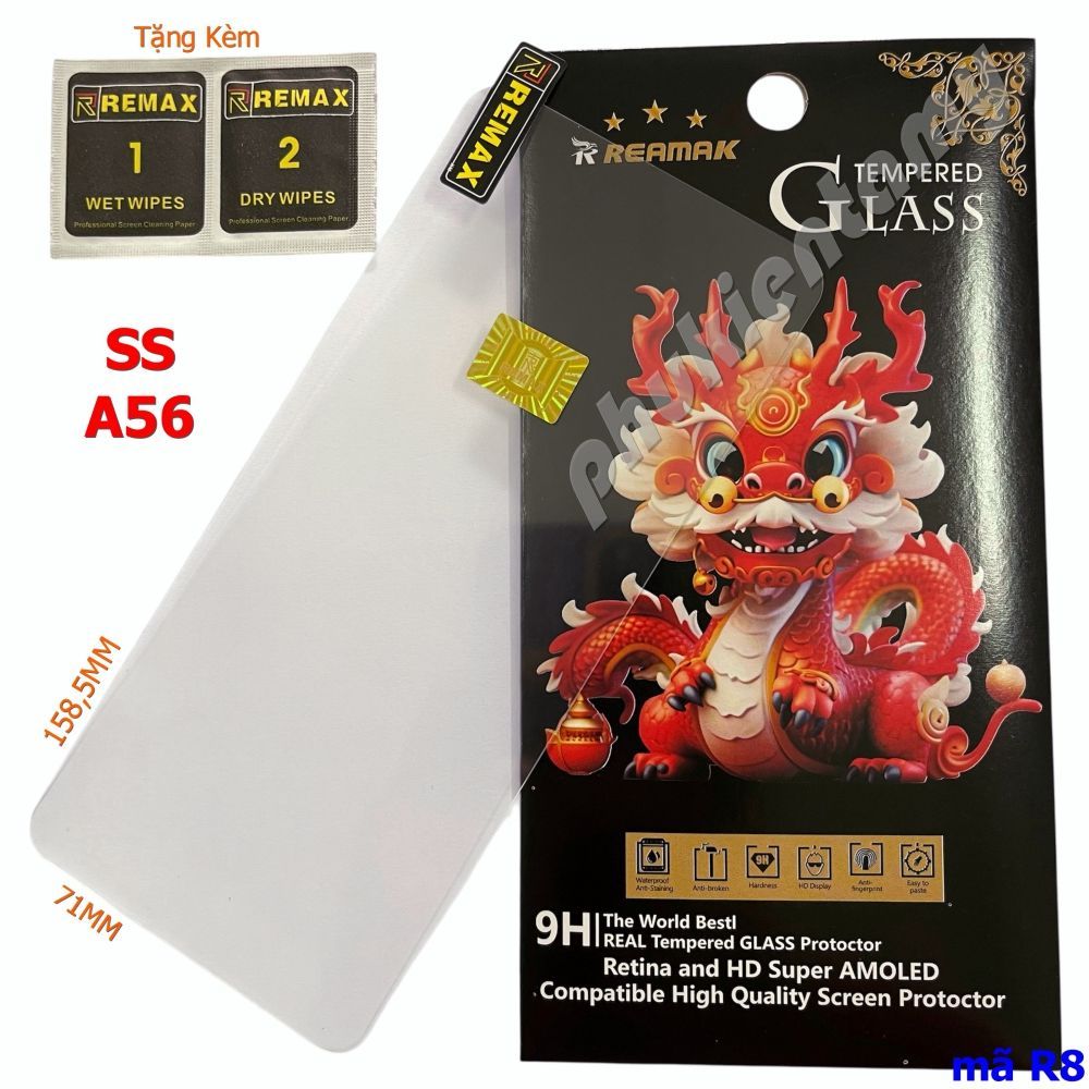 (R8) Miếng Dán Cường Lực Samsung A56 5G Trong Suốt Mỏng Remax