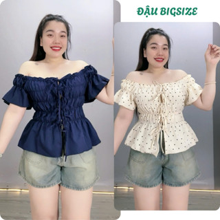  Áo trễ vaI bigsize nữ tay ngắn bo chun dây buộc nơ họa tiết chấm bi và trơn chất lụa mêm mịn co giãn - A295 