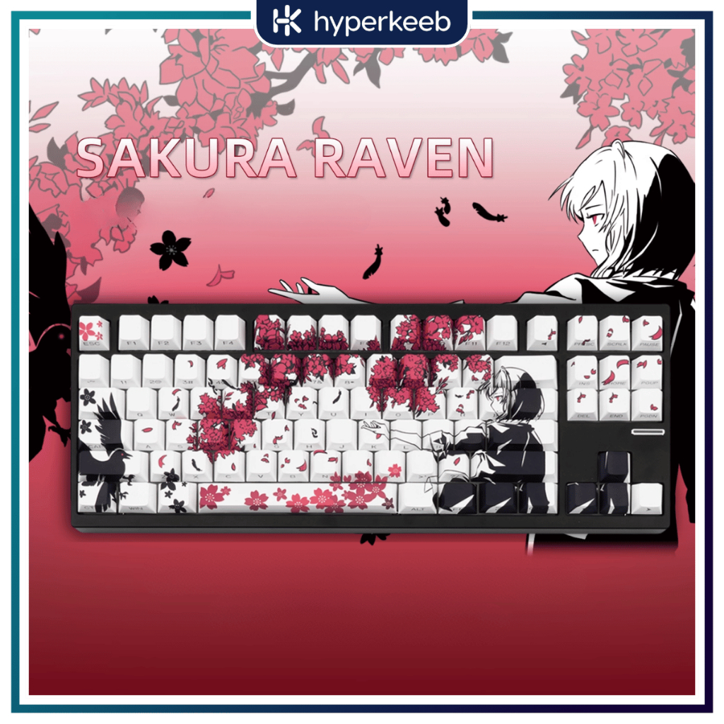 Keycap Makima Raven Bạch Anh Đào Xuyên LED Giá Rẻ Cho Bàn Phím Cơ, Cherry Profile PBT Double-shot