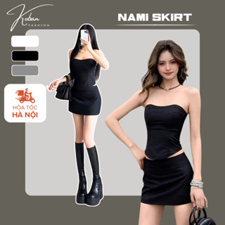[KB20 - BIGSIZE] Chân váy chữ A cạp trễ KOBAN, váy ngắn 3 màu xám, trắng, đen có quần bảo hộ mặc đi chơi, đi làm