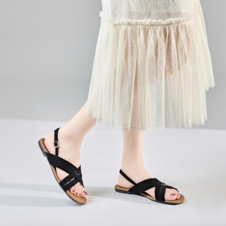  Giày Sandal Nữ MWC E197 - Sandal Đế Bệt Quai Chéo Thời Trang Thanh Lịch 