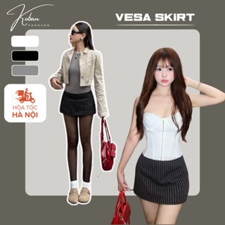 [KB52] Chân váy ngắn kẻ sọc KOBAN, váy cạp trễ form chữ A màu đen mini skirt mặc đi làm, đi chơi