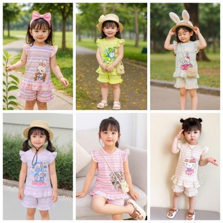 Bộ ngắn tay nhún bèo cánh tiên bé từ 7-30kg chất thun lạnh 3D co dãn mềm mịn thoáng mát cho bé mặc thoải mái 115dx