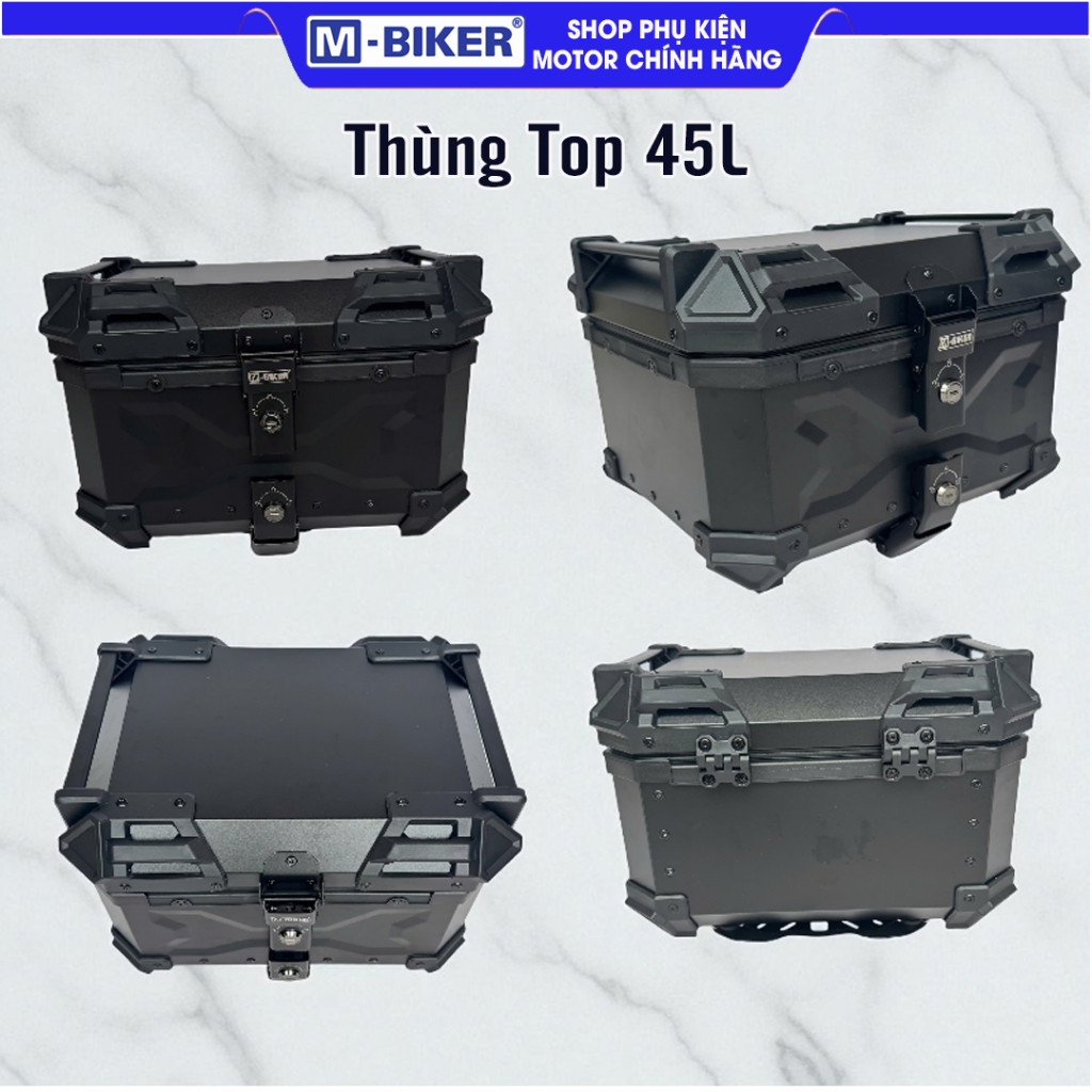 Thùng Đựng Đồ 45L MBiker Thùng Gắn Sau Xe Máy, Thùng Top Nhôm Cao Cấp
