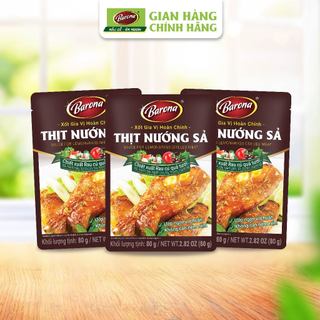  Bộ 3 Gói Xốt Gia Vị hoàn chỉnh Barona - Thịt Nướng Sả 80g gói ướp chuẩn vị 