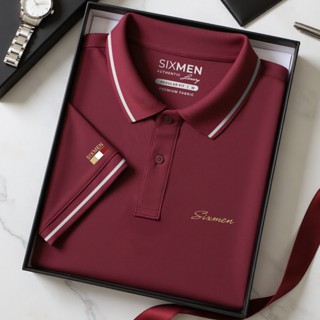 Áo thun Polo nam cao cấp có cổ bẻ SIXMEN PRIMEI màu đỏ [Tặng Kèm Hộp] vải cá sấu FeelMax thoáng mát