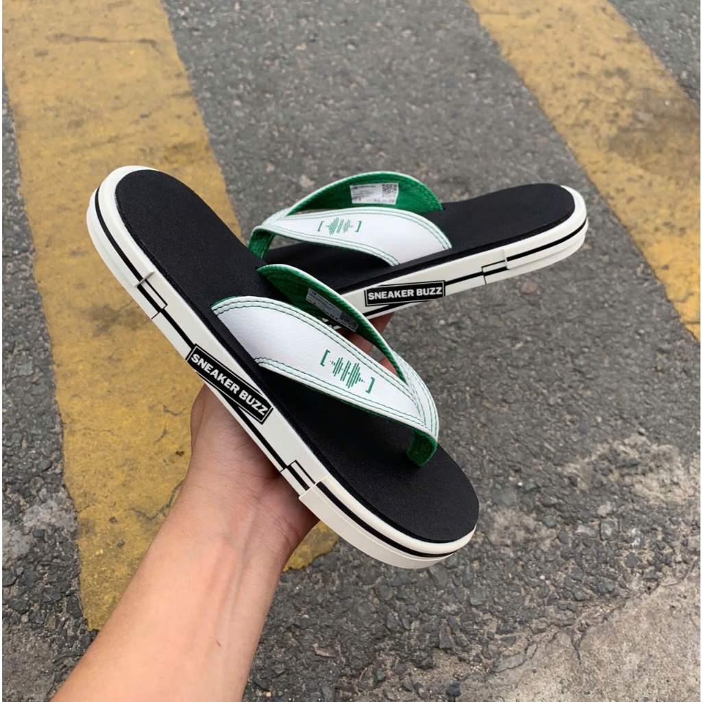 [ Chính Hãng ] - Dép Sneaker Buzz Đen Quai Trắng Đế Mới Chính Hãng