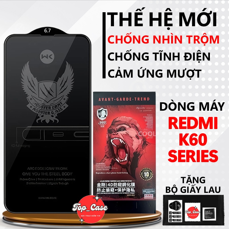 Kính cường lực Chống Nhìn Trộm Redmi K60/ K60 PRO/ K60 ULTRA 5G full màn.Miếng dán bảo vệ màn hình
