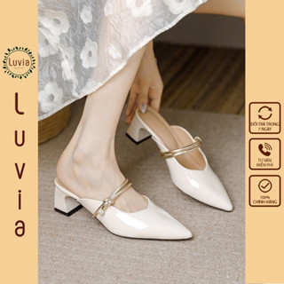  Giày cao gót 6 phân mũi nhọn phối quai mảnh đính ngọc Luvia 225CG 