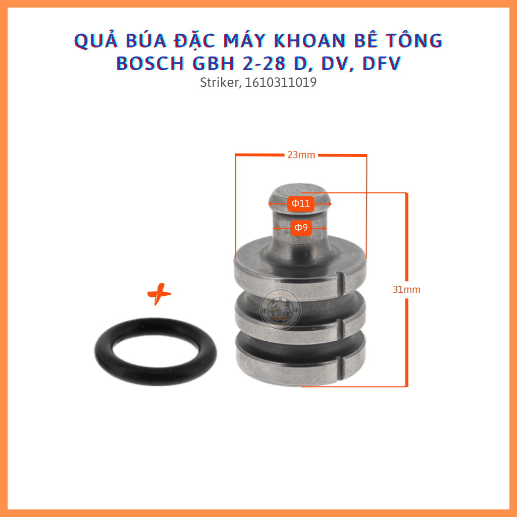 Quả cân - Búa thép đặc máy khoan BOSCH GBH 2-28 D, GBH 2-28 DFV, GBH 2-28 DV (Striker, 1610311019)