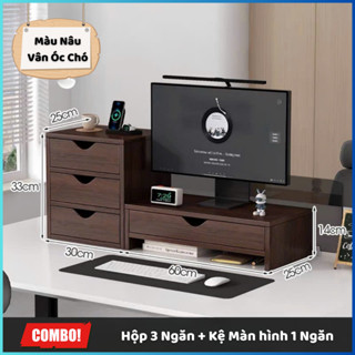  Kệ để màn hình tủ đựng đồ gỗ có ngăn decor góc làm việc kệ để bàn học có cánh 