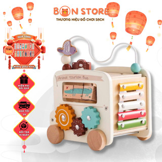 Đồ Chơi Hộp Bận Rộn Busy Box Gỗ 6 in 1 Đồ Chơi Nhận Thức Giáo Dục Sớm Montessori Cho Trẻ Em Từ 6 tháng - BON STORE