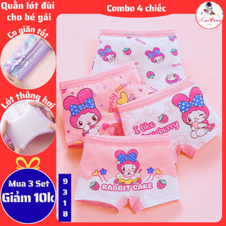  SET 4 QUẦN lót đùi cho bé gái 8-30kg quần chip trẻ em chất cotton co giãn thông hơi thoáng khí 