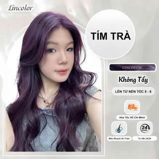  Thuốc nhuộm tóc thuốc nhuộm tóc màu TÍM TRÀ nâng tone LIN_COLOR tặng kèm oxy trợ nhuộm và bao tay,trùm đầu bịt tai 