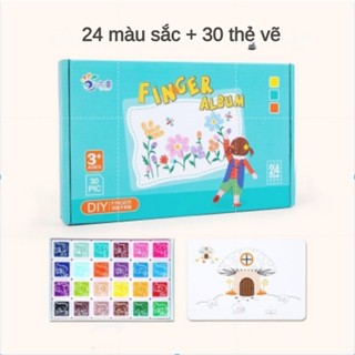  Hộp 24 màu vân tay cho bé tô vẽ tưởng tượng sáng tạo tranh chấm màu Vân tay diệu kỳ Finger Painting Lalala Baby trang tr 