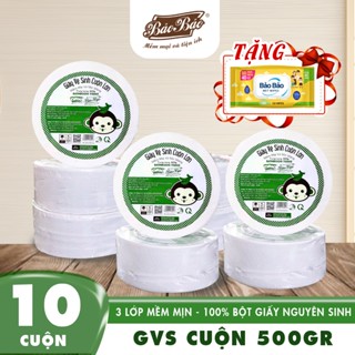 Giấy vệ sinh công nghiệp cuộn lớn 500g Bảo Bảo [ Combo 3 - 5 -10 ] - Mềm Mịn, Không Bụi, Tan Nhanh