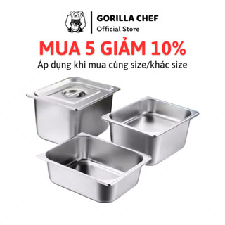  Khay inox đựng thức ăn có nắp 0.5L - 9L Gorilla Chef khay đựng topping khay nhà bếp bằng inox 