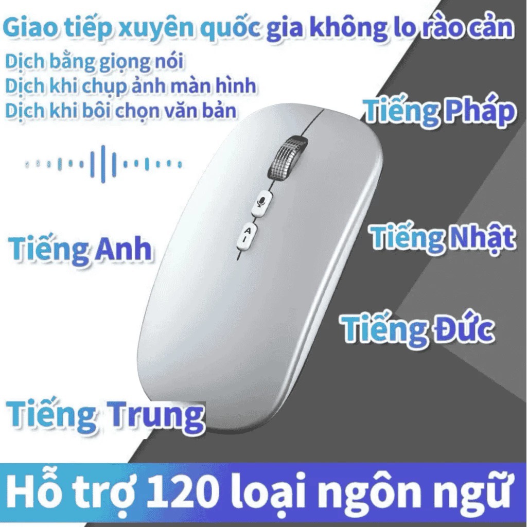 Chuột AI Thông Minh A7- Bluetooth & 2.4G | Dịch Giọng Nói + Văn Bản | Hỗ Trợ 120 Ngôn Ngữ | Pin Sạc Type-C | BigBuy360 - bigbuy360.vn