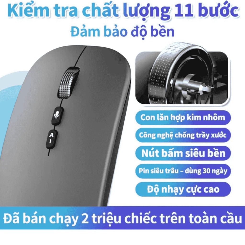 Chuột AI Thông Minh A7- Bluetooth & 2.4G | Dịch Giọng Nói + Văn Bản | Hỗ Trợ 120 Ngôn Ngữ | Pin Sạc Type-C | BigBuy360 - bigbuy360.vn