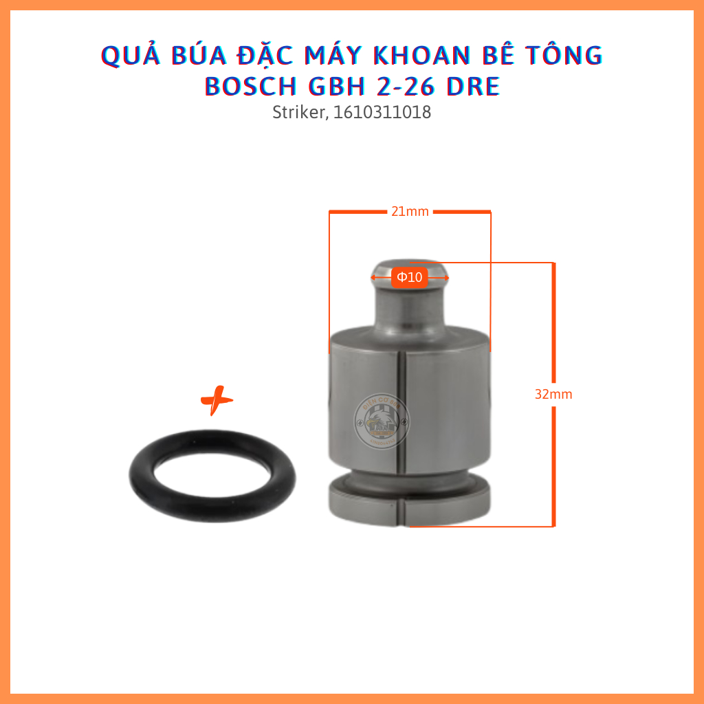 Quả cân - Búa thép đặc máy khoan BOSCH GBH 2-26 DRE, GBH 2-24 DRE (Striker, 1610311018)