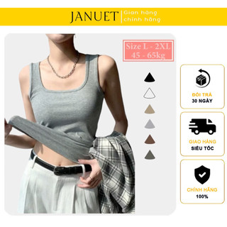  Áo Ba Lỗ Nữ Cotton Thấm Hút Mồ Hôi Cổ Vuông Có BIG SIZE Đến 70kg JANUET JB06 