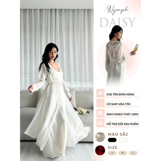  Áo choàng ngủ dài phối ren cao cấp Daisy - NightDress chất voan Mềm mại Thoáng mát NYMPH Offical 