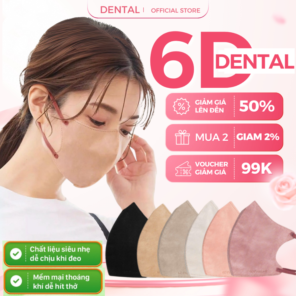 Thùng 220 Cái Khẩu trang 6D DENTAL MASK người lớn hàng cao cấp chống nắng và tia UV , BỤI bẩn