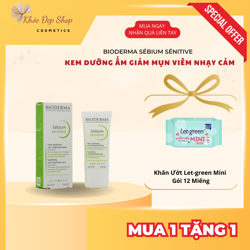(Hàng Công Ty) BIODERMA Sébium Sensitive - KEM DƯỠNG ẨM GIẢM MỤN VIÊM NHẠY CẢM