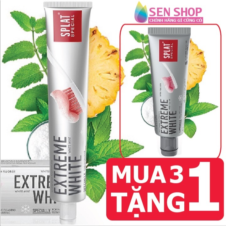 Kem đánh răng SPLAT CHÍNH HÃNG NGA Extreme White Special kem đánh răng trắng răng chứa các hạt siêu nhỏ thiên nhiên 75ml
