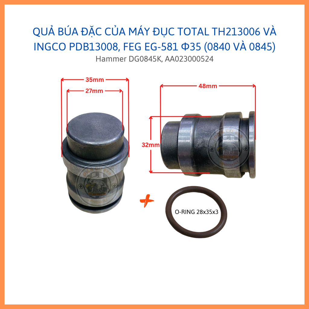 Quả búa thép đặc máy đục bê tông TOTAL TH213006, INGCO PDB13008, FEG EG-581
