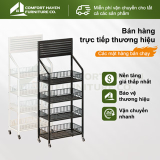 Kệ sắt đựng đồ ăn vặt Kệ để hàng tạp hoá có bánh Xe Kệ siêu thị 5tầng Khả năng chịu lực 50kg