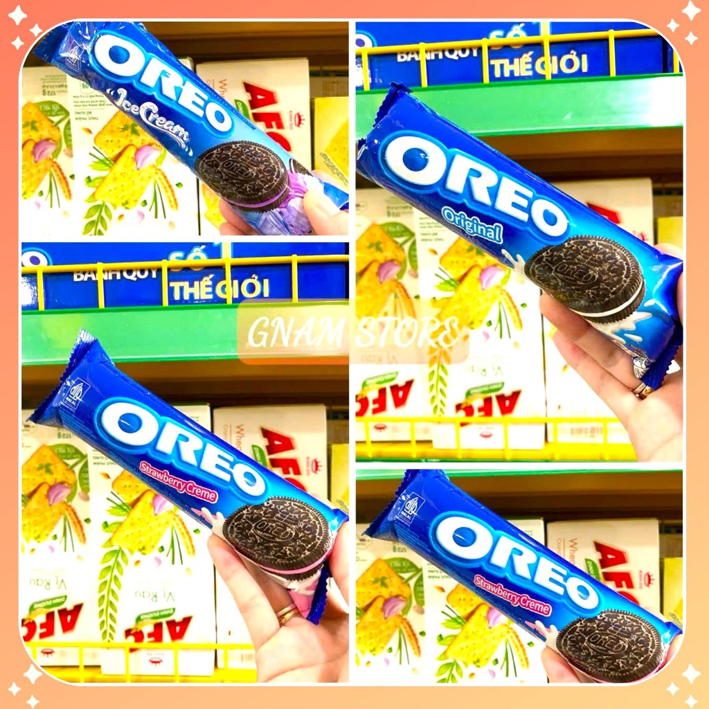Bánh Quy Socola Kem Dâu Bánh Quy Ice Cream OREO Socola Vani Thơm Ngon Giòn Béo Ăn Là Mê - Gói 110g