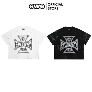  Áo Thun Boxy Unisex Nam Nữ Local Brand SWE CROSS BOXY TEE - Đen Trắng 